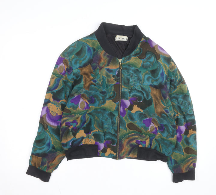 Via Moda Women's Multicoloured Floral Bomber Jacket Size 10