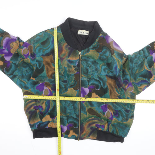 Via Moda Women's Multicoloured Floral Bomber Jacket Size 10