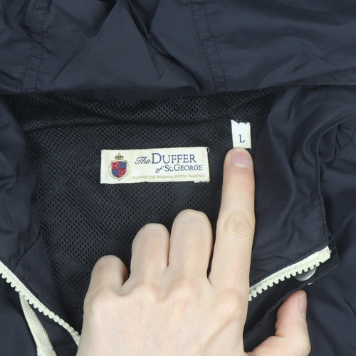 The Duffer of St. George Men's Black L Hooded Windbreaker Jacket