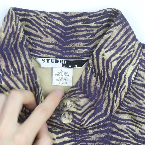 Studio JPR Women's Multicoloured Silk Animal Print Bomber Jacket L