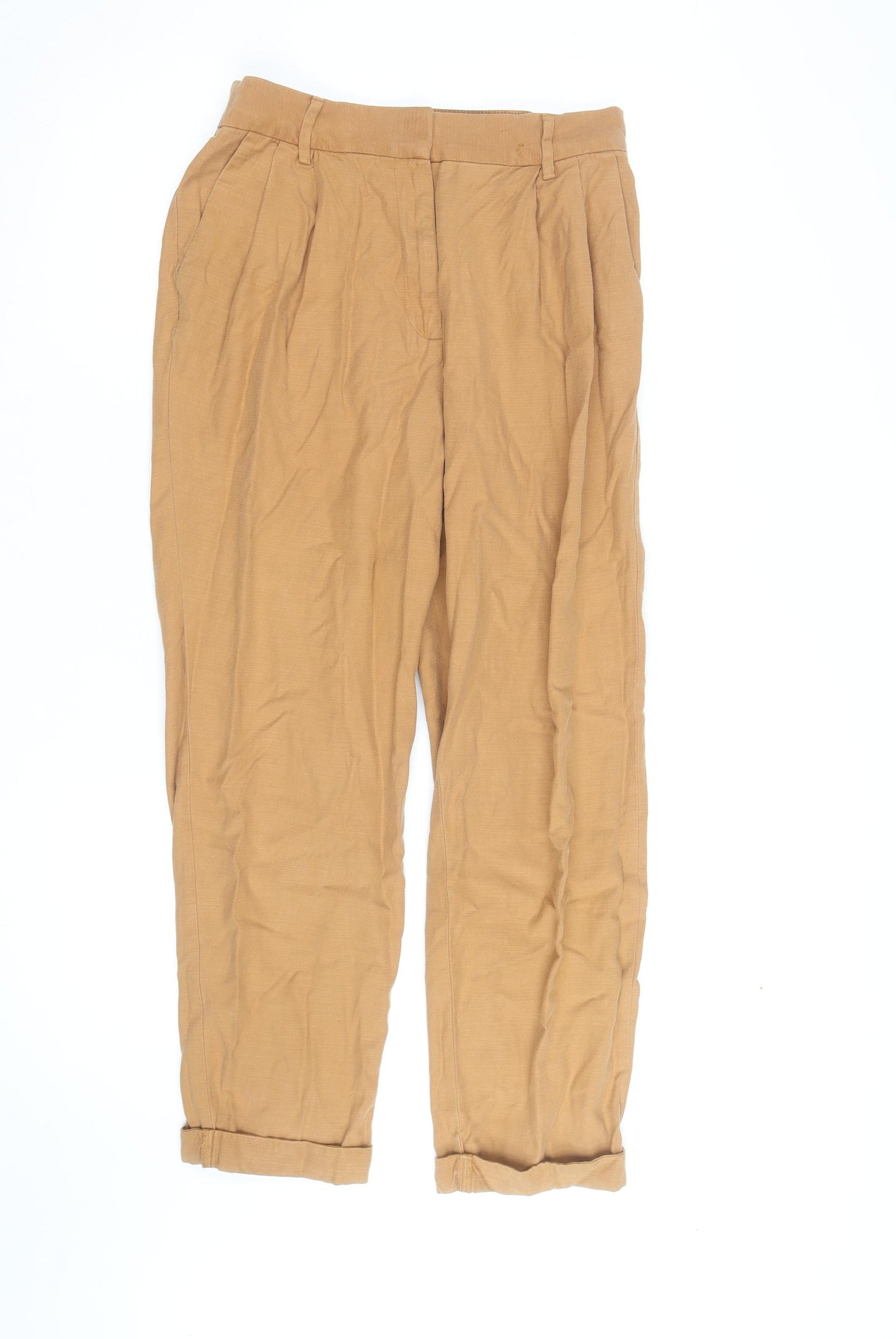 Marks and Spencer Women's Beige Linen Chino Trousers Size 12