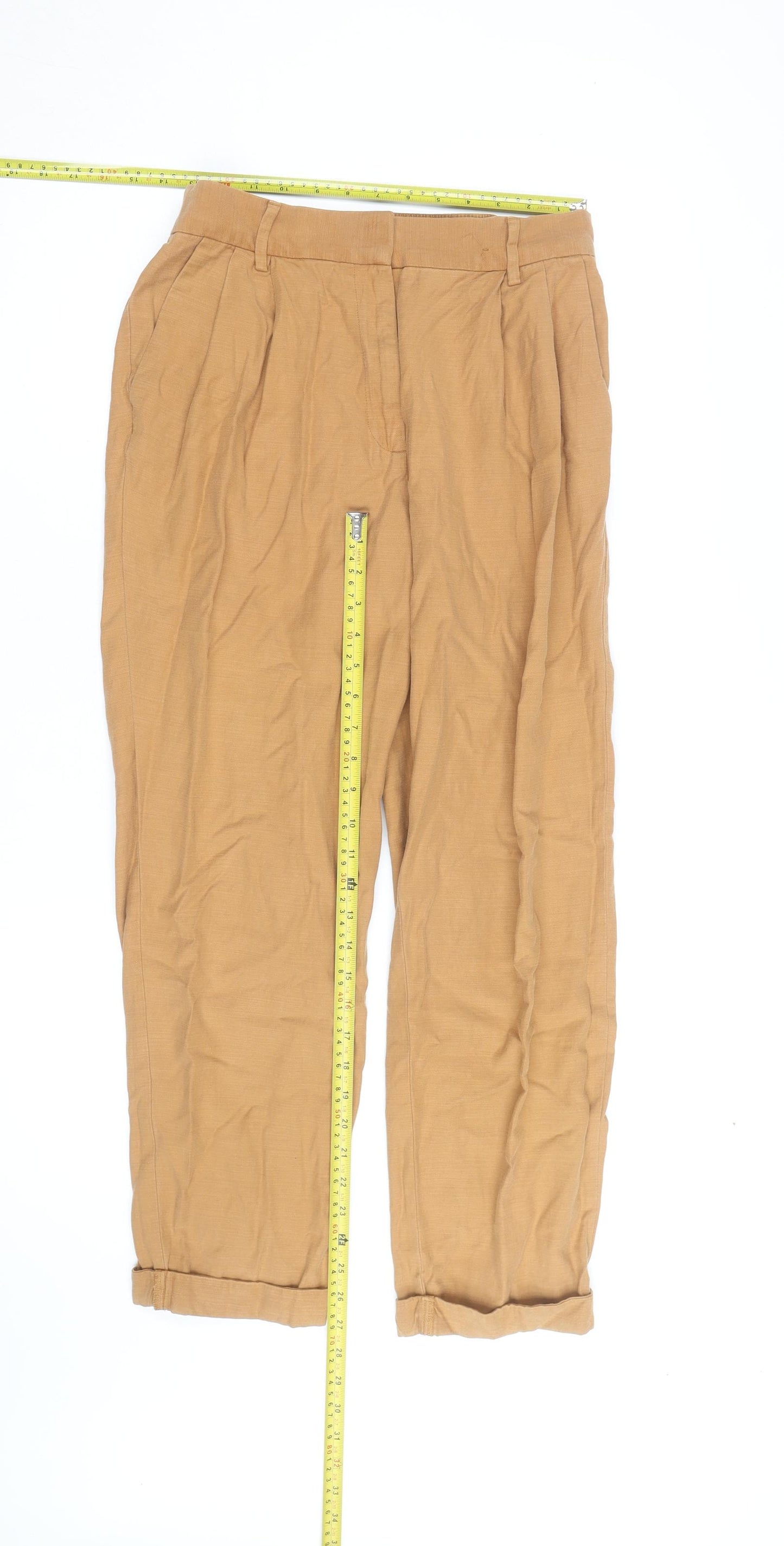 Marks and Spencer Women's Beige Linen Chino Trousers Size 12