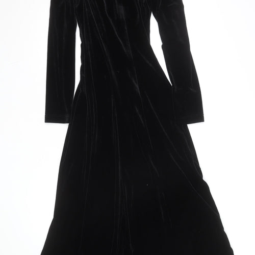 Cachet Women Black Velvet Off Shoulder Long Formal Dress Size 12