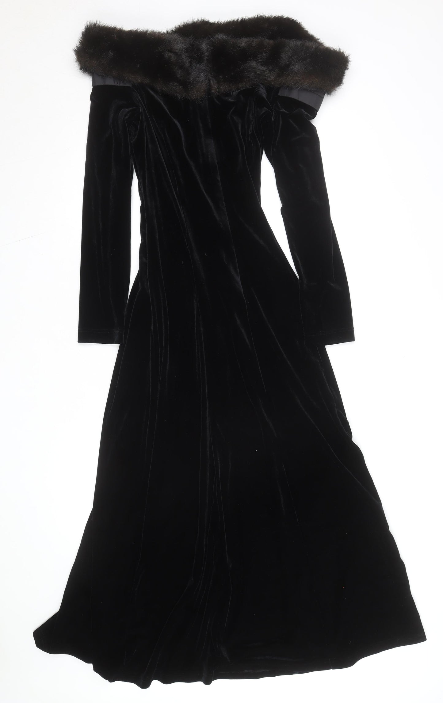 Cachet Women Black Velvet Off Shoulder Long Formal Dress Size 12
