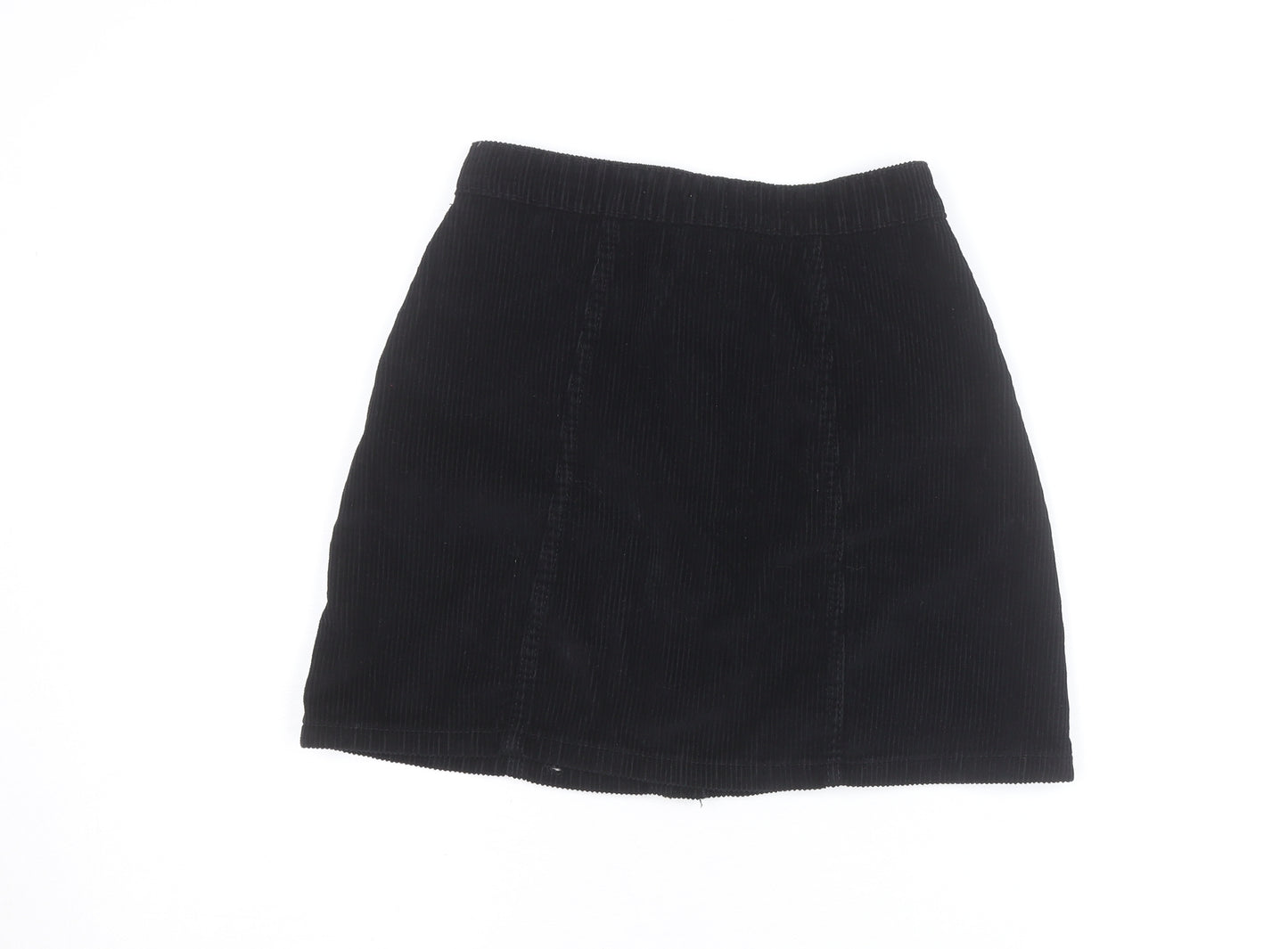 Denim Co. Womens Black Corduroy A-Line Button Mini Skirt Size 4
