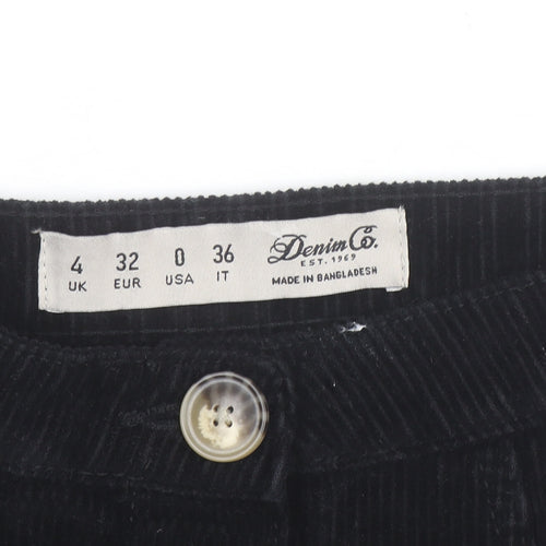 Denim Co. Womens Black Corduroy A-Line Button Mini Skirt Size 4