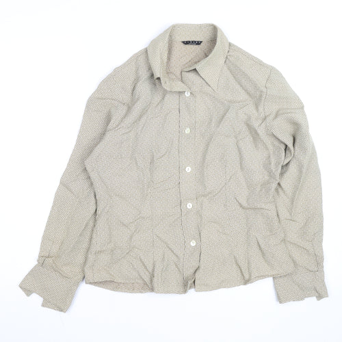 Sisley Women’s Beige Geometric Long Sleeve Button-Up Shirt Size 16
