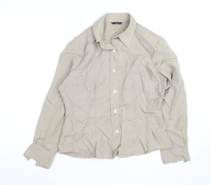 Sisley Women’s Beige Geometric Long Sleeve Button-Up Shirt Size 16