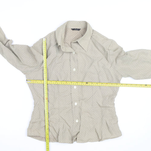Sisley Women’s Beige Geometric Long Sleeve Button-Up Shirt Size 16