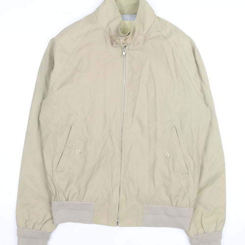 a RIBBON Men's Beige Bomber Jacket Medium Cotton Blend Stand-Up Collar