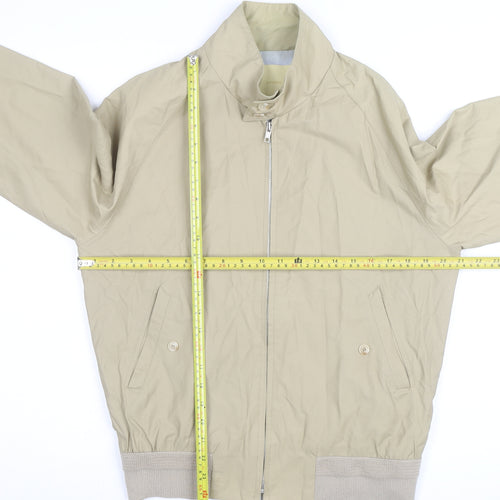 a RIBBON Men's Beige Bomber Jacket Medium Cotton Blend Stand-Up Collar