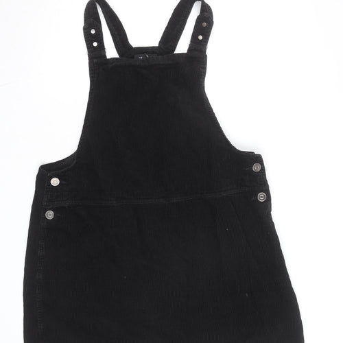 New Look Womens Black Corduroy Dungaree Dress UK 16