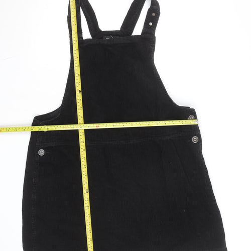 New Look Womens Black Corduroy Dungaree Dress UK 16