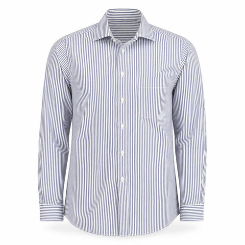 Jonelle Men's Blue Striped Cotton Long Sleeve Button-Up Shirt 15/38 Regular