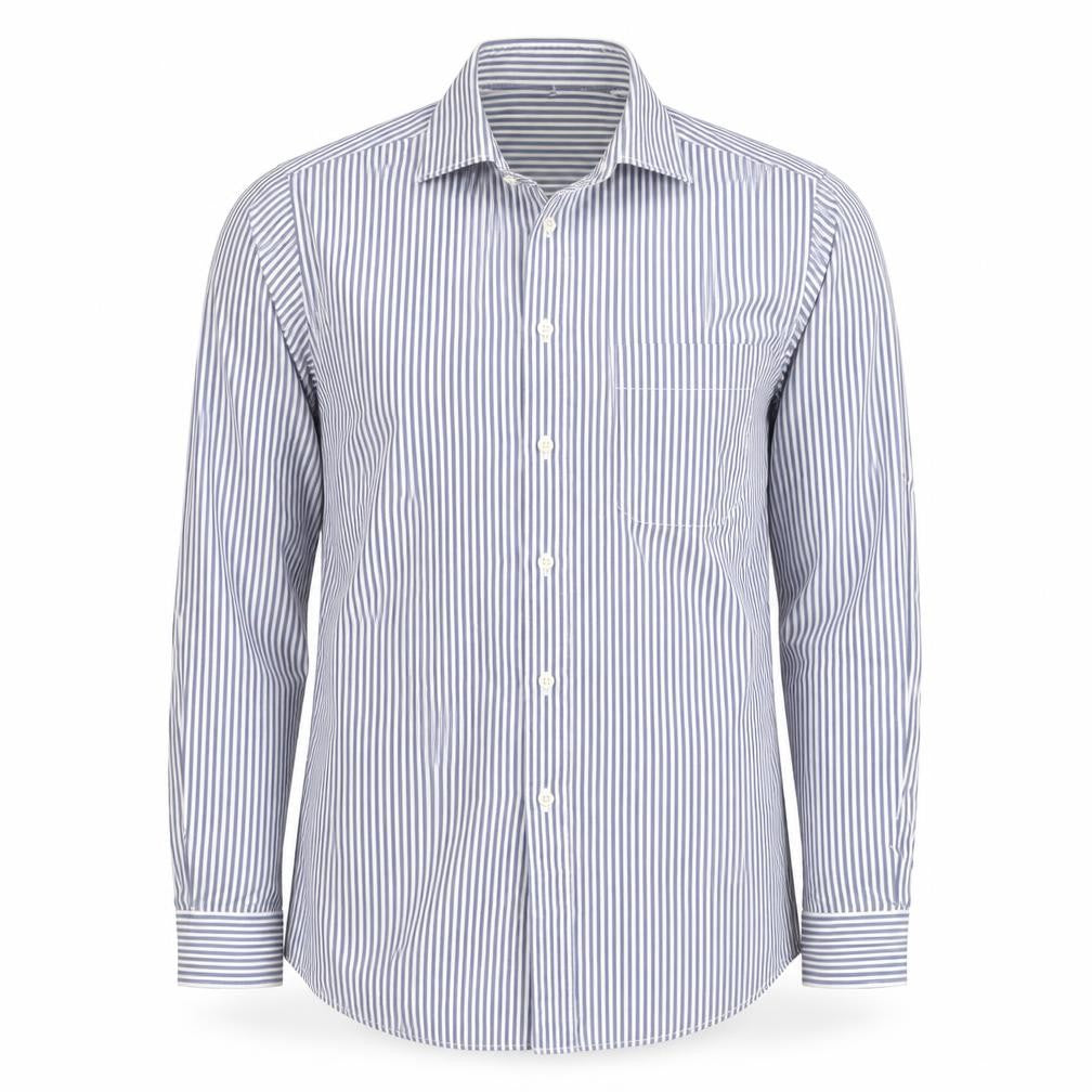 Jonelle Men's Blue Striped Cotton Long Sleeve Button-Up Shirt 15/38 Regular