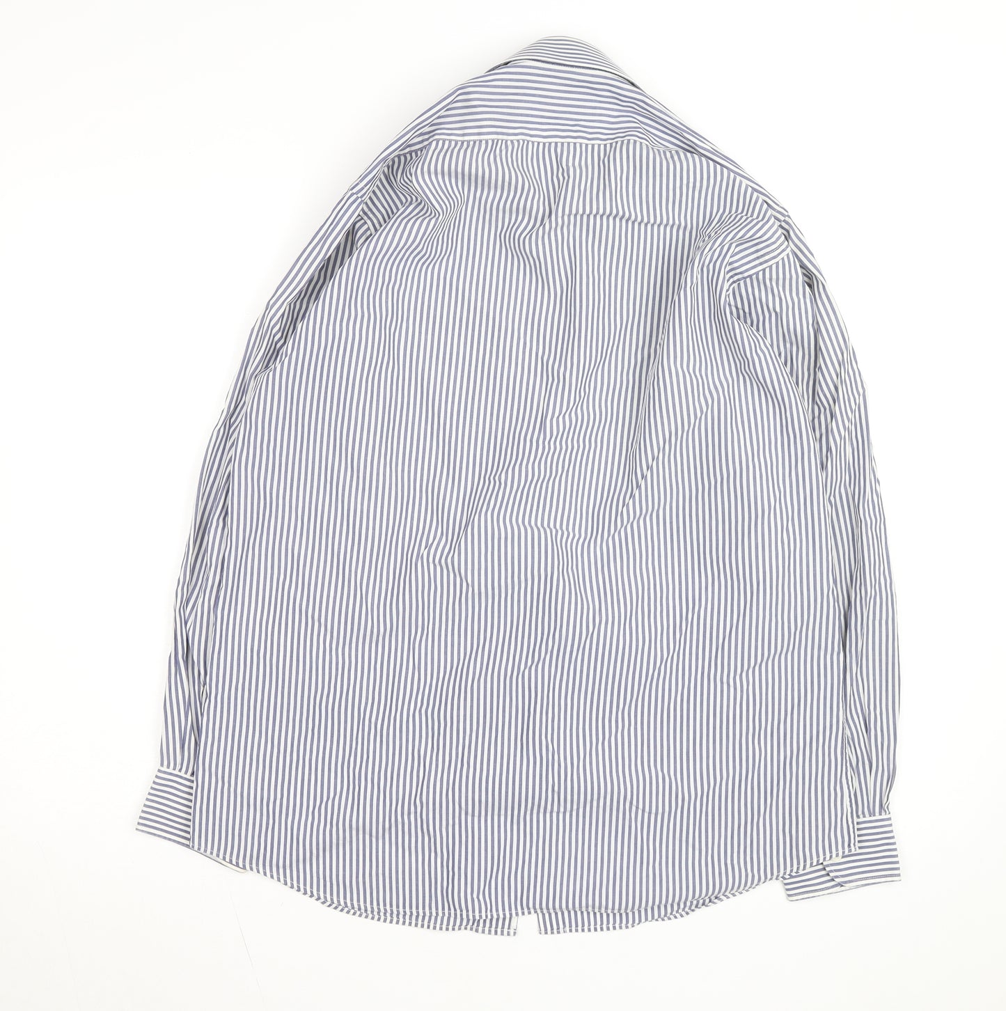 Jonelle Men's Blue Striped Cotton Long Sleeve Button-Up Shirt 15/38 Regular