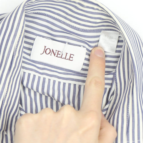 Jonelle Men's Blue Striped Cotton Long Sleeve Button-Up Shirt 15/38 Regular