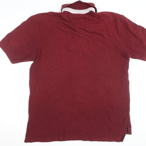 Tommy Hilfiger Men’s Red Cotton Short Sleeve Polo Shirt L