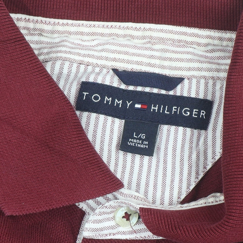 Tommy Hilfiger Men’s Red Cotton Short Sleeve Polo Shirt L