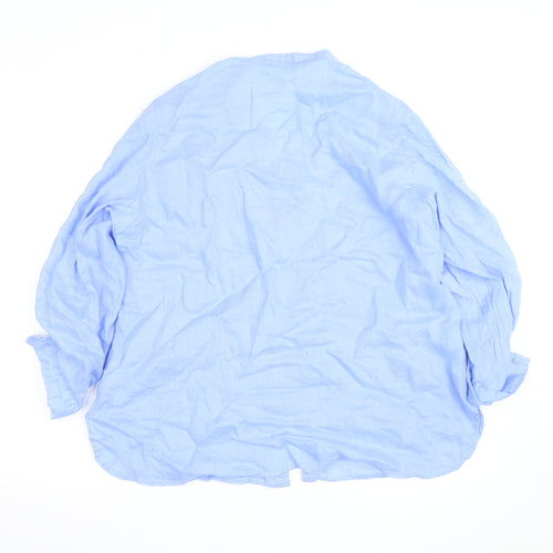 Dunnes Stores Women Blue Linen Long Sleeve Button-Up Shirt L