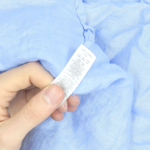 Dunnes Stores Women Blue Linen Long Sleeve Button-Up Shirt L