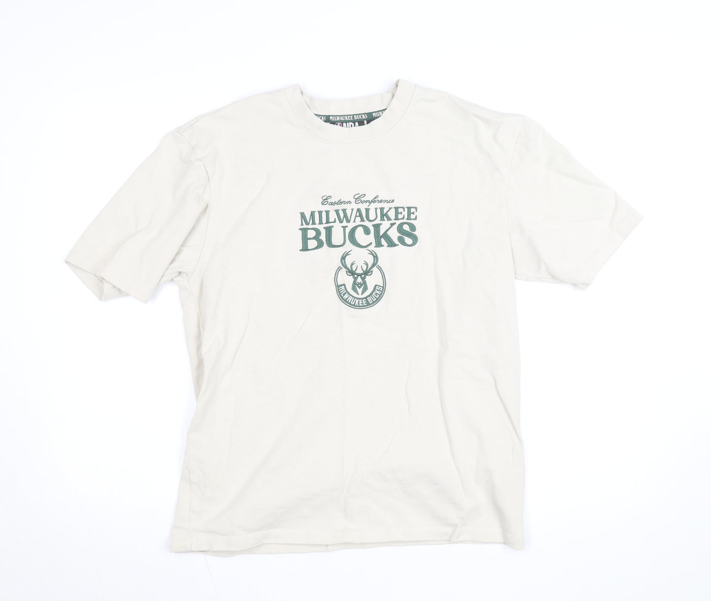 NBA Milwaukee Bucks Men's Beige XS Graphic Print T-Shirt