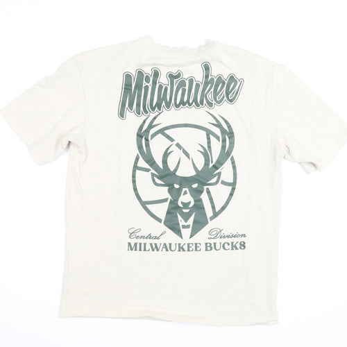 NBA Milwaukee Bucks Men's Beige XS Graphic Print T-Shirt