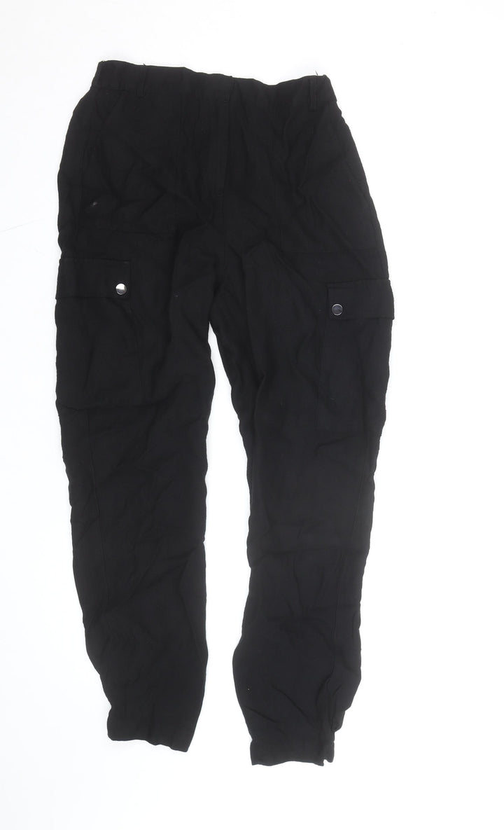 Mint Velvet Women’s Black Cargo Trousers Size 10L Viscose Blend