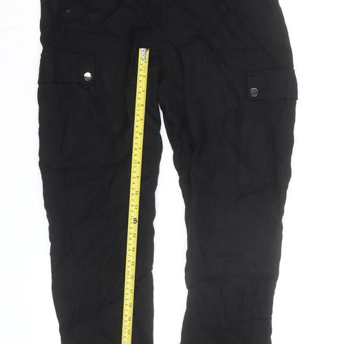 Mint Velvet Women’s Black Cargo Trousers Size 10L Viscose Blend