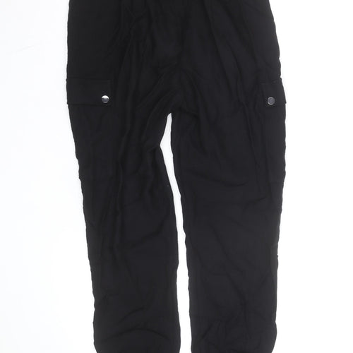 Mint Velvet Women’s Black Cargo Trousers Size 10L Viscose Blend