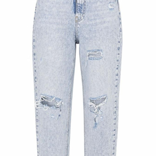 New Look Women’s Blue Distressed High Rise Mom Jeans Size 8