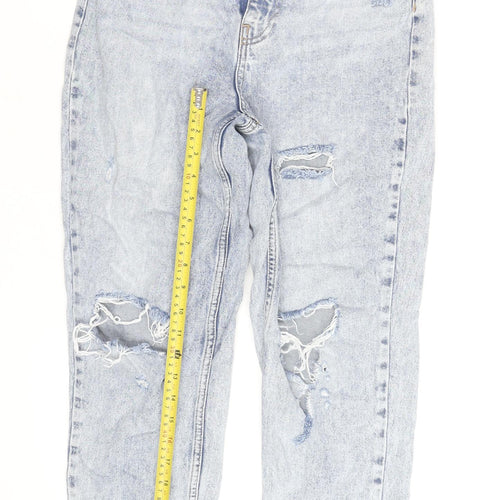 New Look Women’s Blue Distressed High Rise Mom Jeans Size 8