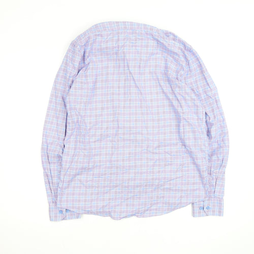 Dunnes Stores Men's Blue Slim Fit Long Sleeve Check Shirt Size L
