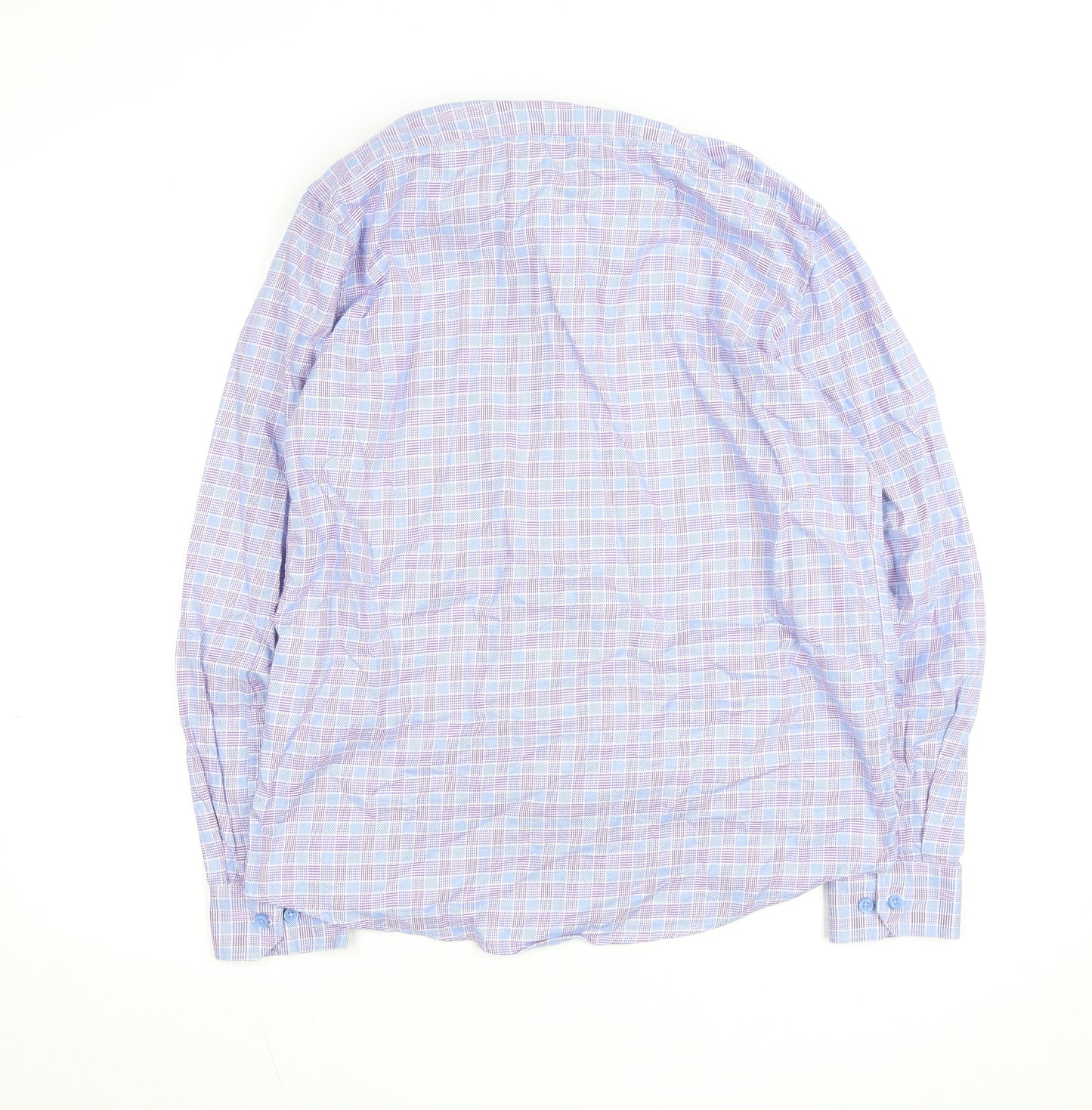 Dunnes Stores Men's Blue Slim Fit Long Sleeve Check Shirt Size L
