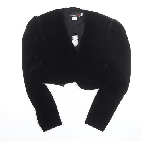 Scarlett Nite Women's Black Velvet Cropped Bow Long Sleeve Blouse Size S
