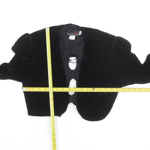 Scarlett Nite Women's Black Velvet Cropped Bow Long Sleeve Blouse Size S