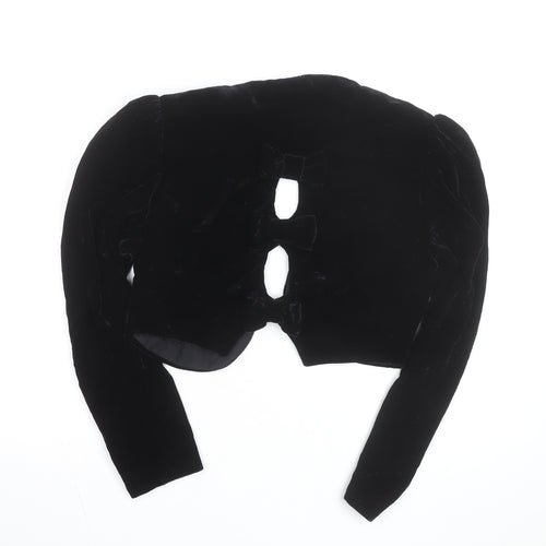 Scarlett Nite Women's Black Velvet Cropped Bow Long Sleeve Blouse Size S