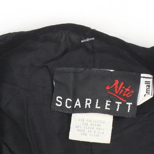Scarlett Nite Women's Black Velvet Cropped Bow Long Sleeve Blouse Size S