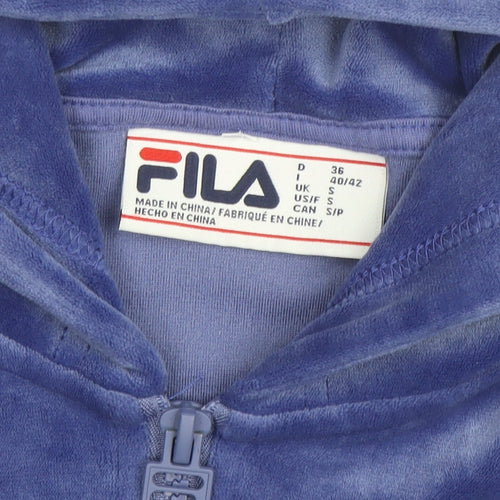 FILA Women's Blue Velour 1/2 Zip Hooded Sweatshirt Size S