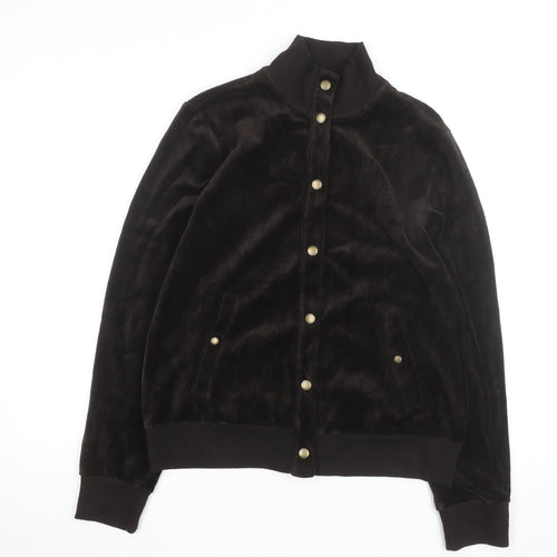 Chaps Men's Brown Velvet Bomber Jacket Size M Classic Snap Front