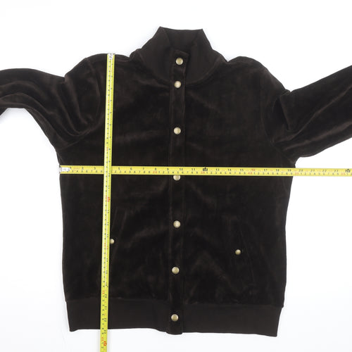 Chaps Men's Brown Velvet Bomber Jacket Size M Classic Snap Front