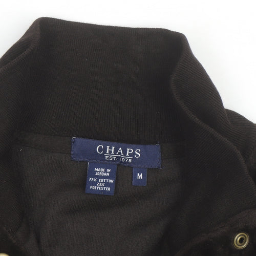 Chaps Men's Brown Velvet Bomber Jacket Size M Classic Snap Front