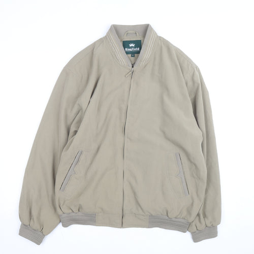 Kingfield Men's Beige Bomber Jacket Size 52 Cotton Casual Zip Up