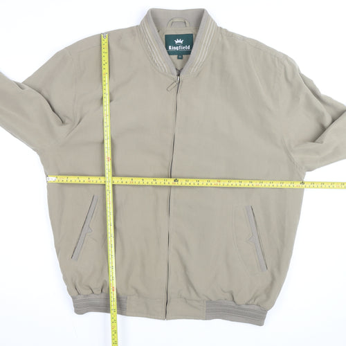 Kingfield Men's Beige Bomber Jacket Size 52 Cotton Casual Zip Up