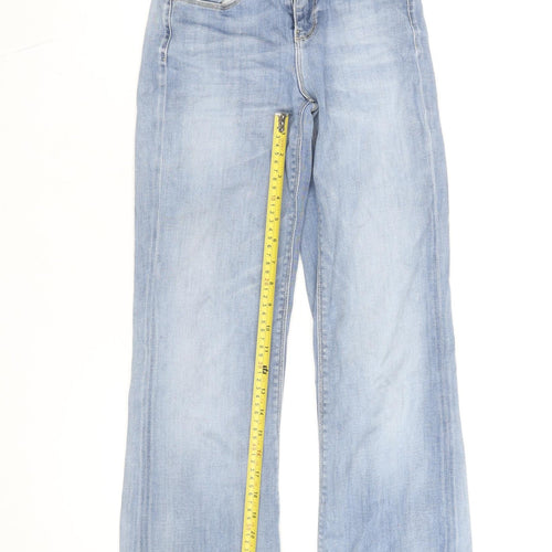 Guess Women’s Blue Cropped Denim Jeans Size M Light Wash Stretch