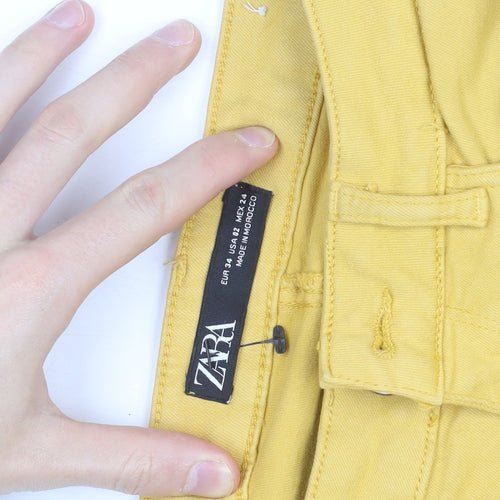 Zara Women Yellow Skinny Chino Trousers Size 6