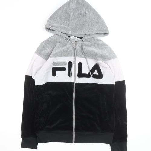 Fila Men's Grey Full Zip Logo Hoodie Size S Sports Velour Jacket