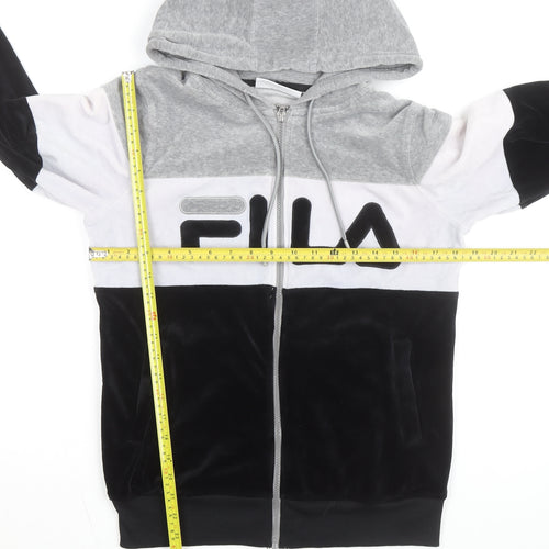 Fila Men's Grey Full Zip Logo Hoodie Size S Sports Velour Jacket