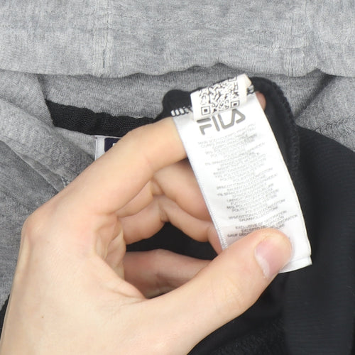 Fila Men's Grey Full Zip Logo Hoodie Size S Sports Velour Jacket
