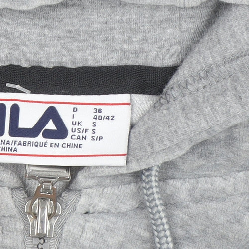 Fila Men's Grey Full Zip Logo Hoodie Size S Sports Velour Jacket